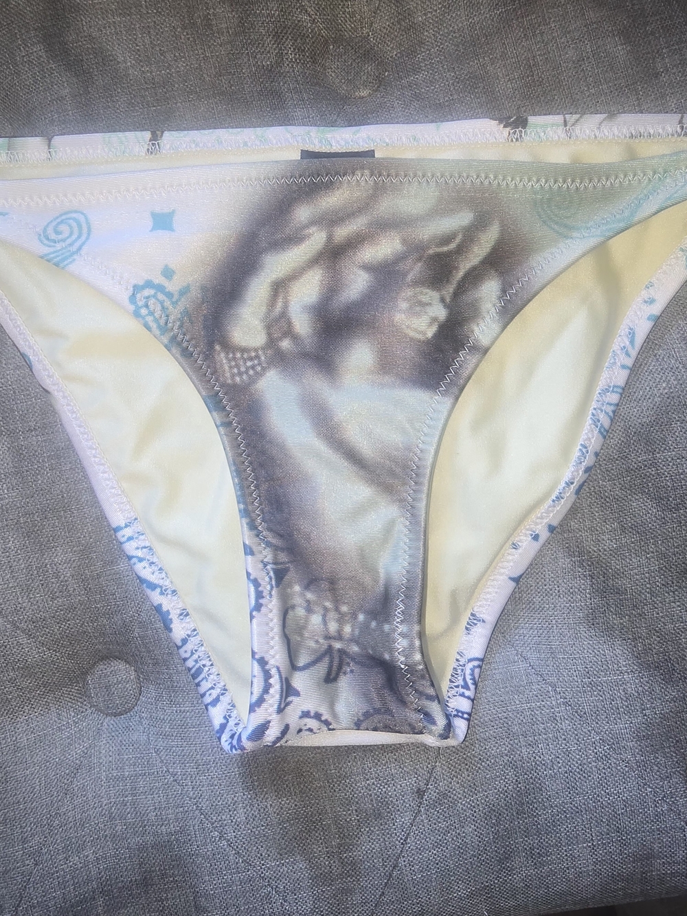Christian Audigier White Triangle Bikini with Blue and Gray Graphics - Picture 10 of 12